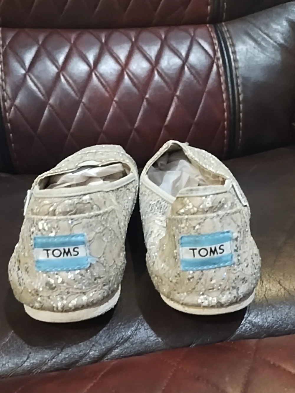Toms Embellished Women’s Slip-On Flats in Ivory